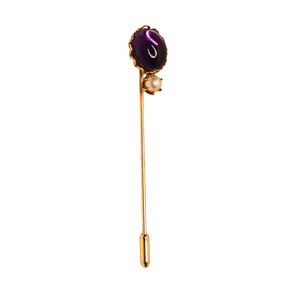 Vintage Purple Stone Faux Pearl Hat Pin Gold Tone 2.5 in Stick Pin